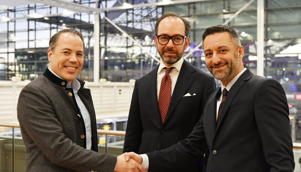 Florian Lesch, senior VP for IT ved Munich Airport, Daniel Ezban, CCO i Smarter Airports og partner i Netcompany, Mehdi Motaghiani, CEO i Smarter Airports og partner i Netcompany.
