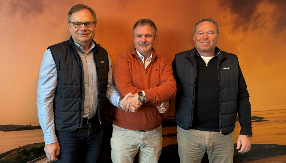 Fra venstre; Direktør Logistikk Ahlsell, Odd Hannestad, Managing Director Distribution ColliCare Tom Erik Hauger, Transportsjef Ahlsell, Tom-Kjetil Syversen.