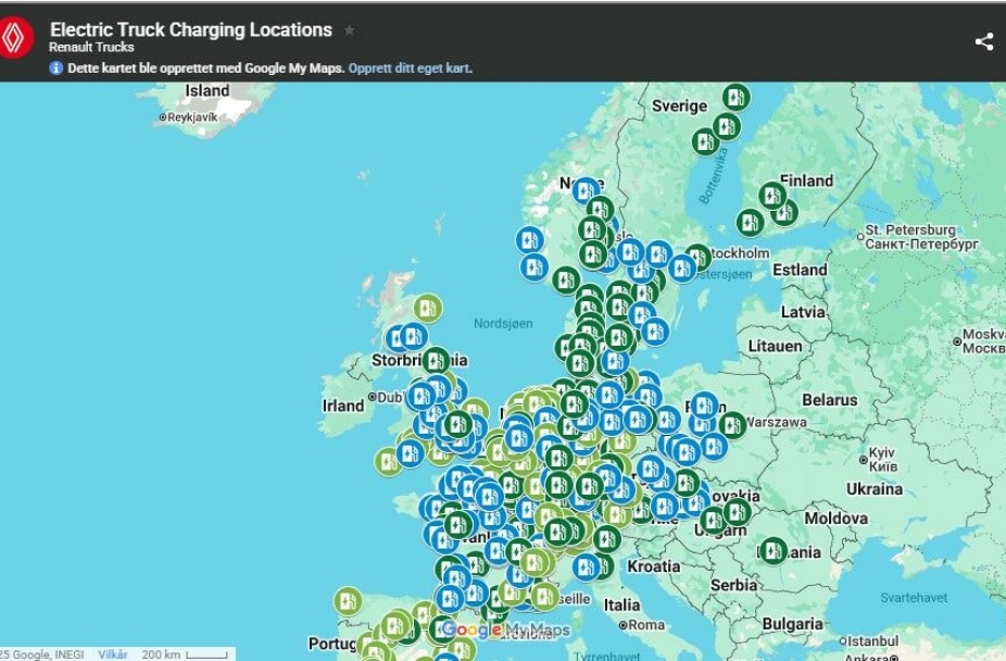 Oversikt over dedikerte lastebilladere i Europa