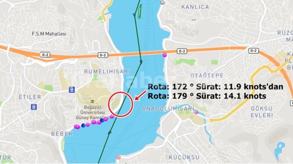 Litt etter den første hendelsen viser kartet fra Marine Traffic at skipet igjen var nær ved å treffe land.