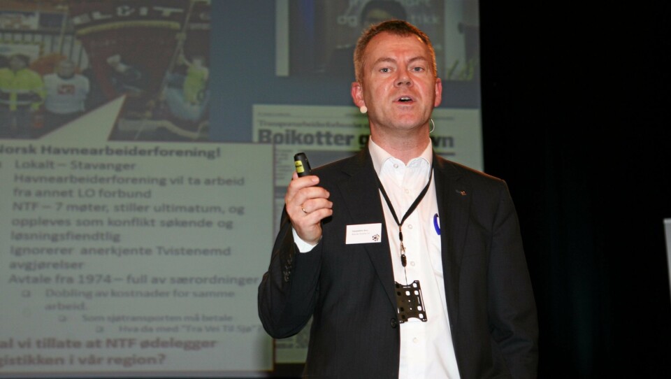Adm. direktør Kurt Ommundsen i Risavika Terminal så ingen virkning av boikotten fra transportarbeiderne. Først tre år etter er havnearbeiderstreiken avblåst. Foto: Per Dagfinn Wolden