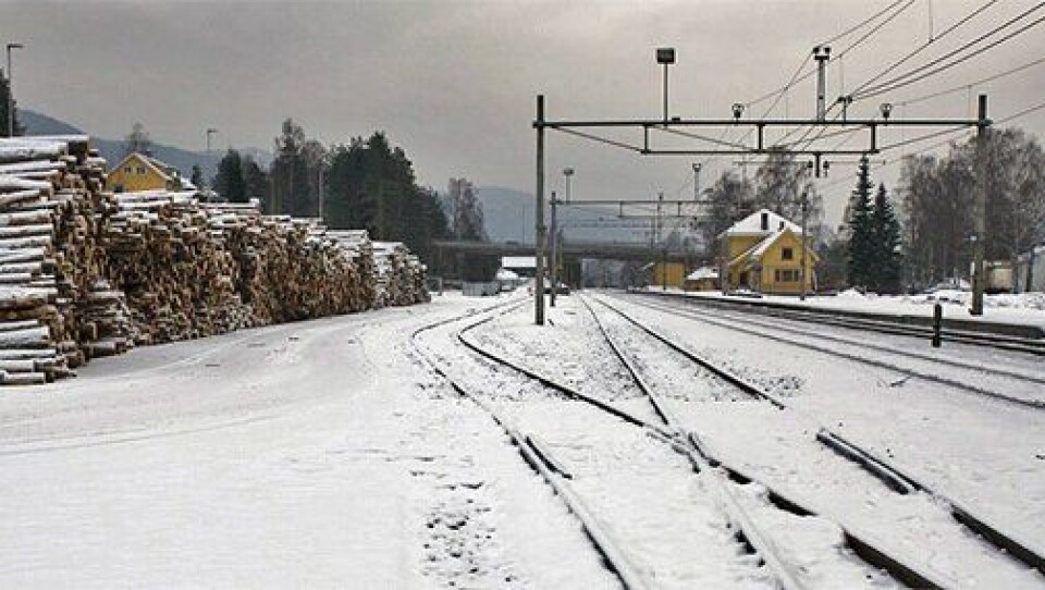 tømmerterminalen på Nesbyen er rustet opp til beredskapsterminal for gods. Foto: Bane NOR