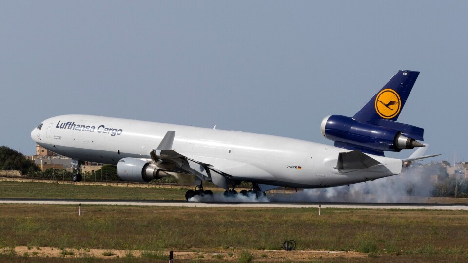 En McDonnell Douglas MD-11(F) fra Lufthansa Cargo lander på Malta. Nå skal Lufthansa og United Airlines samarbeide om fraktruter.