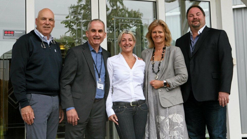 Proffe supply chain-folk på Losby Gods. Fra venstre: Jim Byrnes, Blue Ridge, Sverre Rosmo, Inventory Investment, Lorna Stangeland, tidl. Vectura, nå VP for Supply Chain Management i Atea-konsernet, Erill Bø, BI, Nils Pedersen, Coop.Foto: Per Dagfinn Wolden
