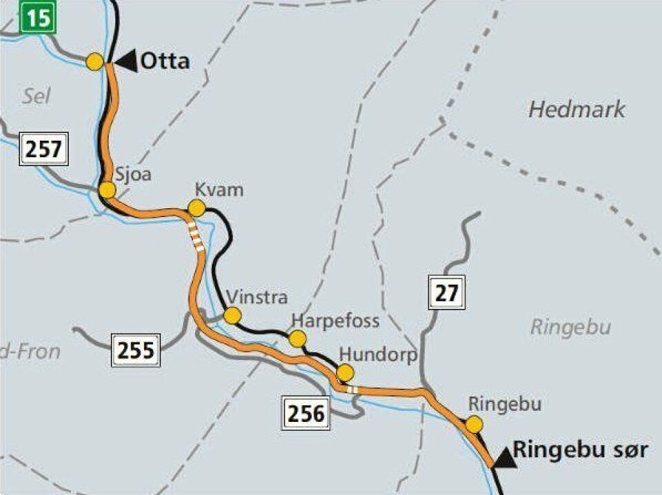 PLANENE: Nye Veger AS og Statens vegvesen har hverfor seg funnet 30 prosents kostnadsbesparelse fra 4,3mrd kroner for fase 2 Ringebu-OttaSå spør avisa hva ordførerne mener om dette: Valgkamputspill, sier de, og avskriver det hele. Næringsforeningen ønsker derimot initiativet velkommen. Solvik-Olsen kommenterer at det er til å leve med at lokale ordførere ser på enhver endring som et nederlag.