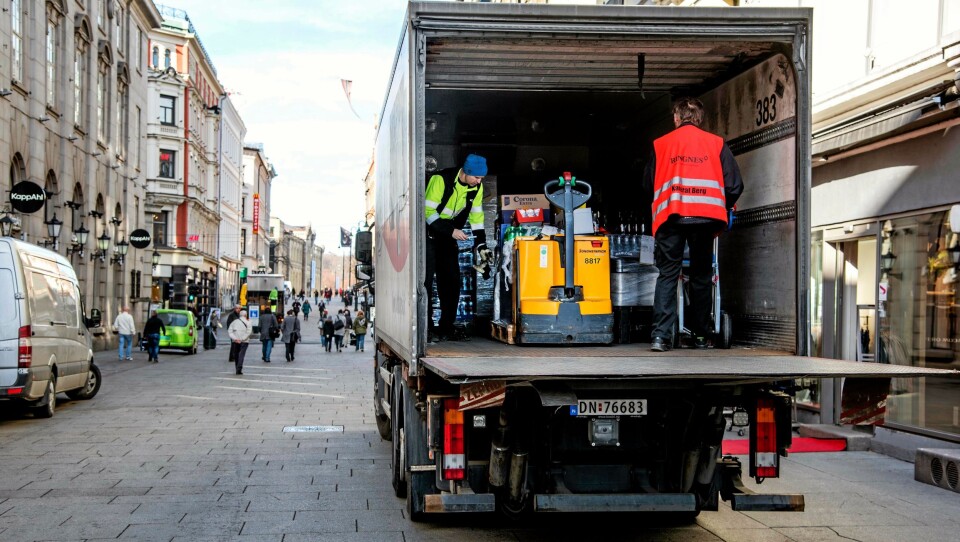Vanskelige kår for distribusjonskjøring i de store byene. Her fra Karl Joans gate og områdene rundt i Oslo sentrum.