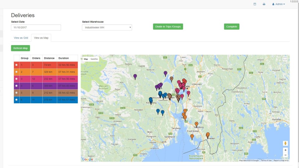 Skjermbilde fra IntelliTrack-løsningen.
