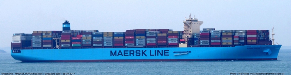 Maersk Honam er 353 meter langt og 53,5 meter bredt og er bygget i 2017.