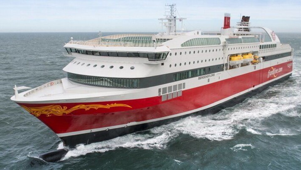 Bergensfjord, en av Fjord Lines to ferger mellom Langesund og Vestlandet. Foto: Fjord Line. Bergensfjord, en av Fjord Lines to ferger mellom Langesund og Vestlandet. Foto: Fjord Line.