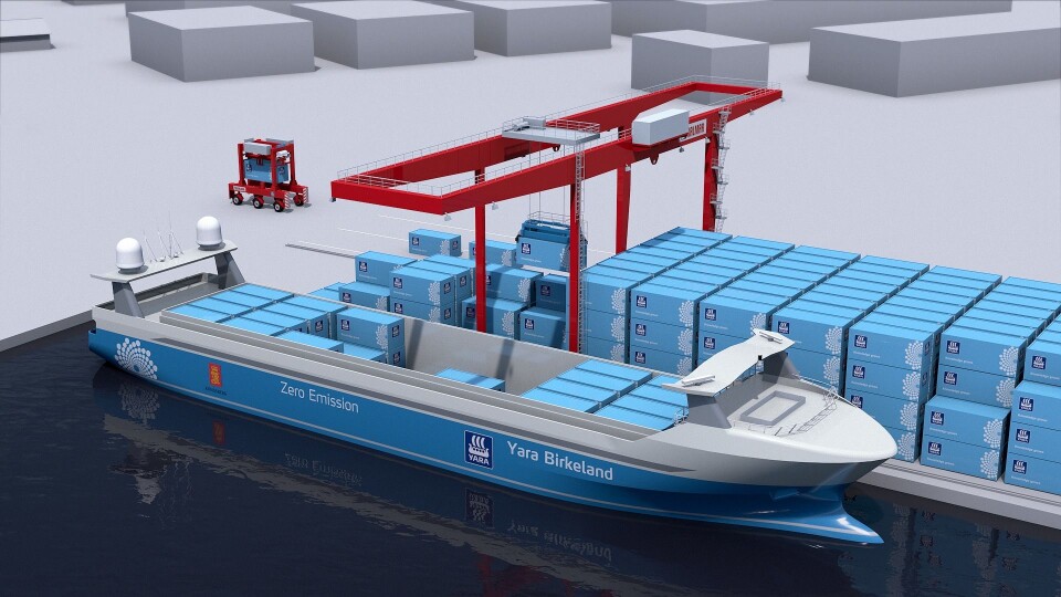 Kalmar skal levere helautomatisk containerhåndtering på land, ved Yaras fabrikk på Herøya.