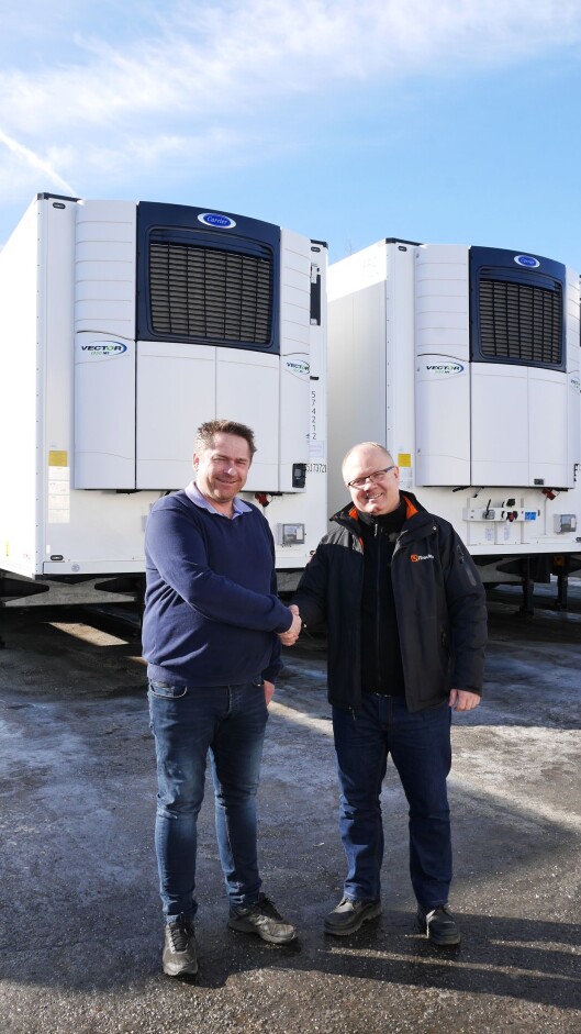 Morten Henriksen hos TIP Trailer Services i Norge (t.v.) og Harald Nordeng i Track Norge er fornøyde med avtalen. Morten Henriksen hos TIP Trailer Services i Norge (t.v.) og Harald Nordeng i Track Norge er fornøyde med avtalen.