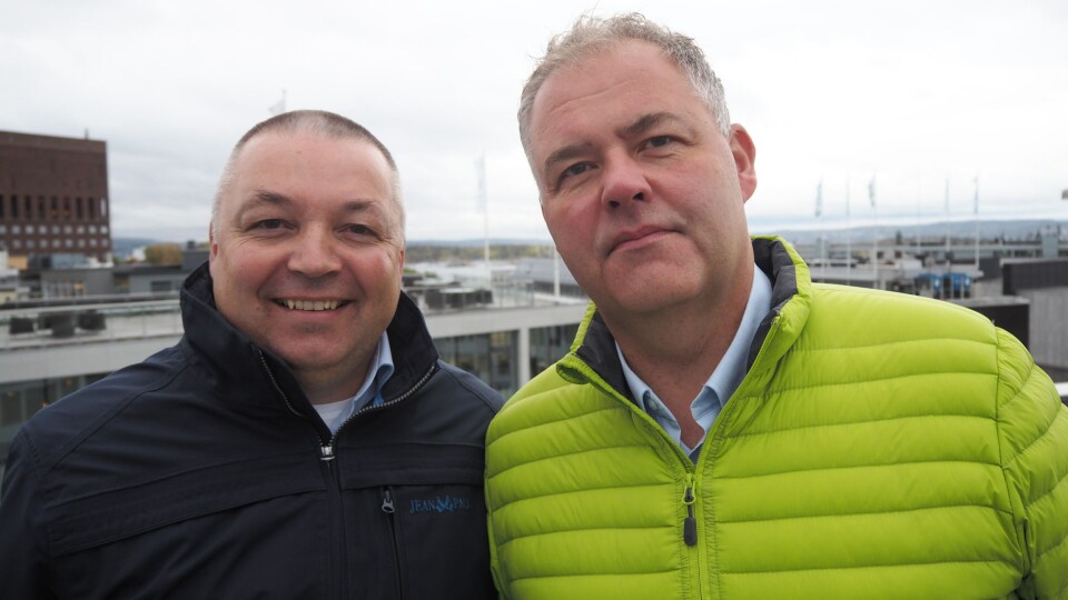Kjell-Olav Gammelsæter (t.v.) og Arnt-Einar Litsheim, i henholdsvis KS Bedrift Havn og Norske Havner. Foto: Norske Havner/KS Bedrift Havn.