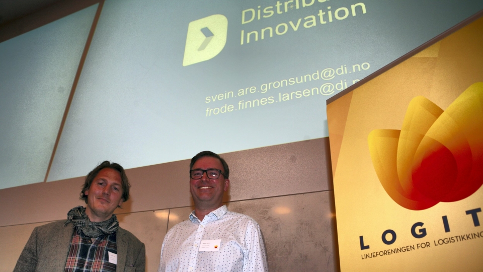 CTO Frode Finnes Larsen (t.v.) og seniorutvikler Svein Are Grønsund i Distribution Innovation innledet på Logitas-seminaret «Logistikk for fremtiden» i Trondheim nylig. Foto: Per Dagfinn Wolden