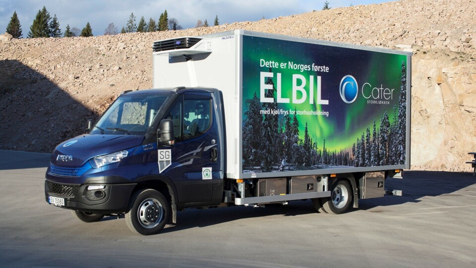 Iveco Daily Electric frys- og kjølebil som skal brukes av Cater Storkjøkken på strekningen Lier-Oslo.