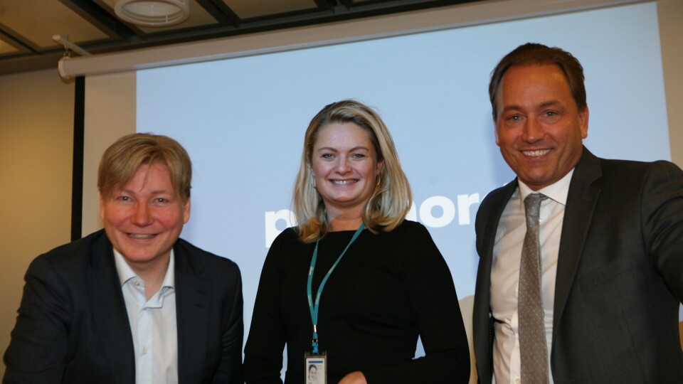 – Vi ruster oss for fremtiden forteller markeds- og kommunikasjonsdirektør Ole A. Hagen, e-handelsekspert Rikke Kyllenstjerna og PostNord-sjef Robin Olsen. Foto: Per Dagfinn Wolden