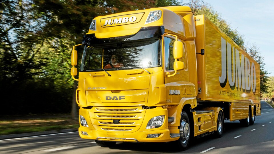 Første Daf CF electric evert til Supermarkedkjeden Jumbo i samarbeid mellom DAF og VDLFoto: Daf Første Daf CF electric evert til Supermarkedkjeden Jumbo i samarbeid mellom DAF og VDLFoto: Daf
