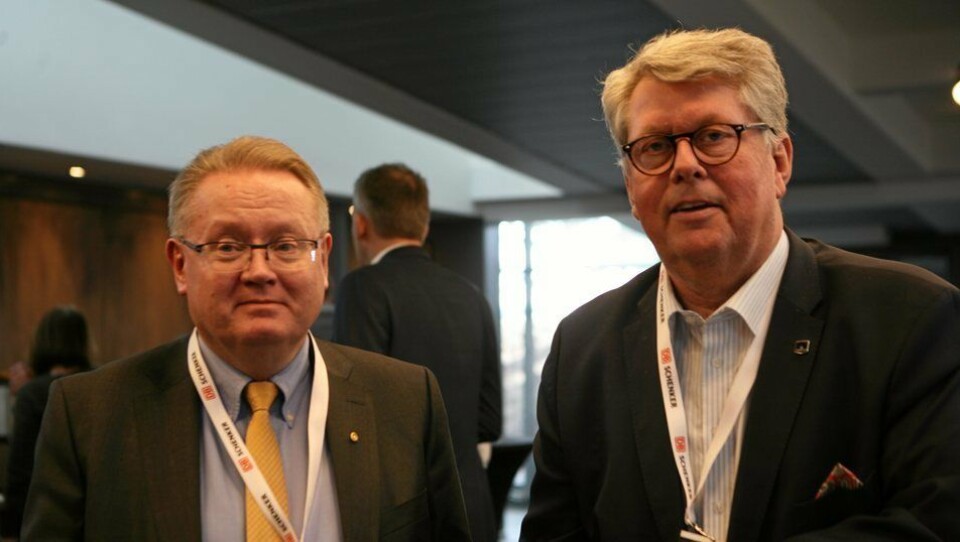 Både Lars-Gunnar Comén i Euroavia International (t.v.) og flyfraktsjef Tom E. Mikkelsen i Marine Harvest er selvskrevne deltagere på «Nordic Air Cargo Symposium». Foto: Per Dagfinn Wolden