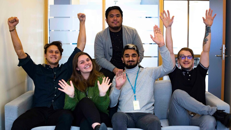 PostNords facebook-team: (F.v.) Jacob, Maria, Ismail, Bautista og Marty.