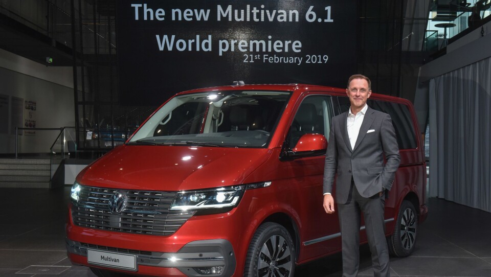 Nyttekjøretøysjef Thomas Sedran presenterte nye Transporter T6.1 i Autostadt Wolfsburg.