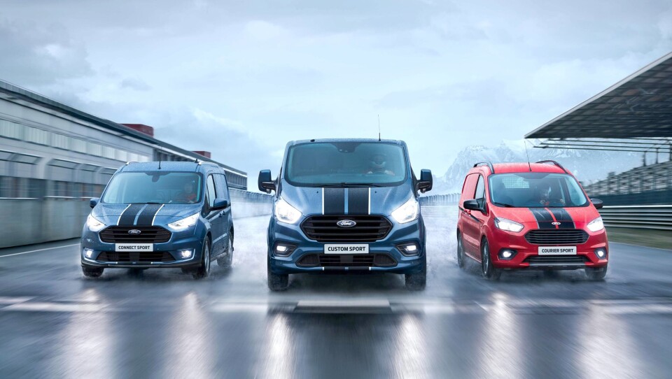 Ford Transporter Sport-rangen. Fra venstre: Connect, Custom og Courier.
