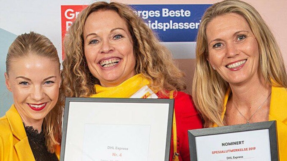 (F.v.) Linda Bengtsson, Marketing Communications Manager, Liv Marit Stern, Head of HR og Kjersti Laumann, HR Business Partner mottok utmerkelsen på vegne av DHL Express (Norway). (F.v.) Linda Bengtsson, Marketing Communications Manager, Liv Marit Stern, Head of HR og Kjersti Laumann, HR Business Partner mottok utmerkelsen på vegne av DHL Express (Norway).