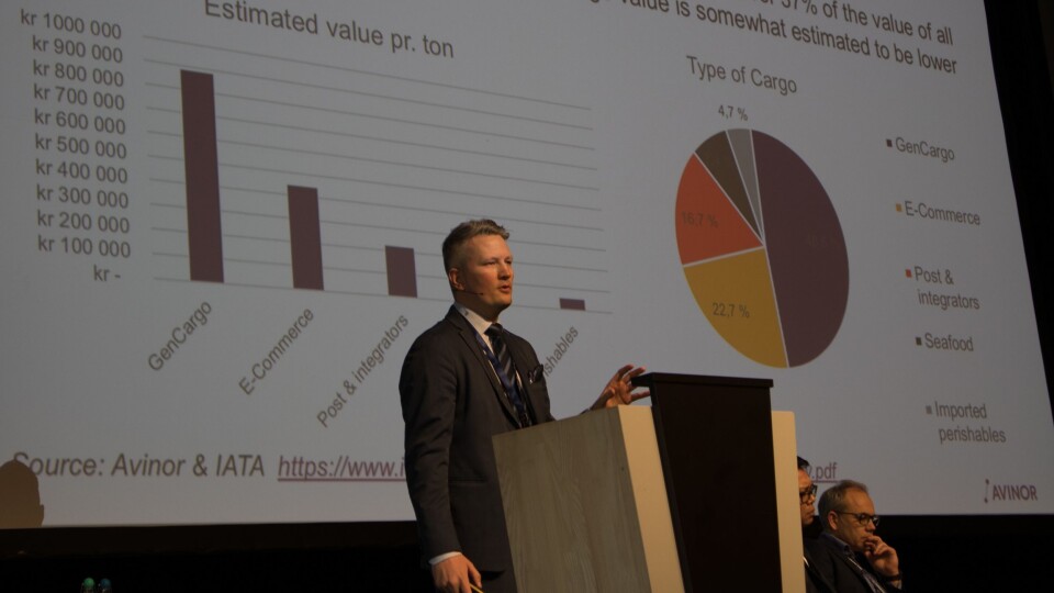 Avinors fraktdirektør, Martin Langaas, holdt foredrag under Nordic Air Cargo Symposium, og forsikret samtidig at den planlagte sjømatterminalen på Gardermoen skal bygges. Avinors fraktdirektør, Martin Langaas, holdt foredrag under Nordic Air Cargo Symposium, og forsikret samtidig at den planlagte sjømatterminalen på Gardermoen skal bygges.