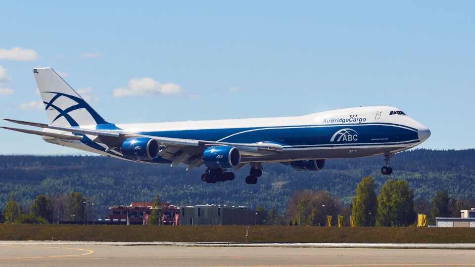 AirBridgeCargo har nå tre ukentlige avganger med Boeing 747 fra Gardermoen.