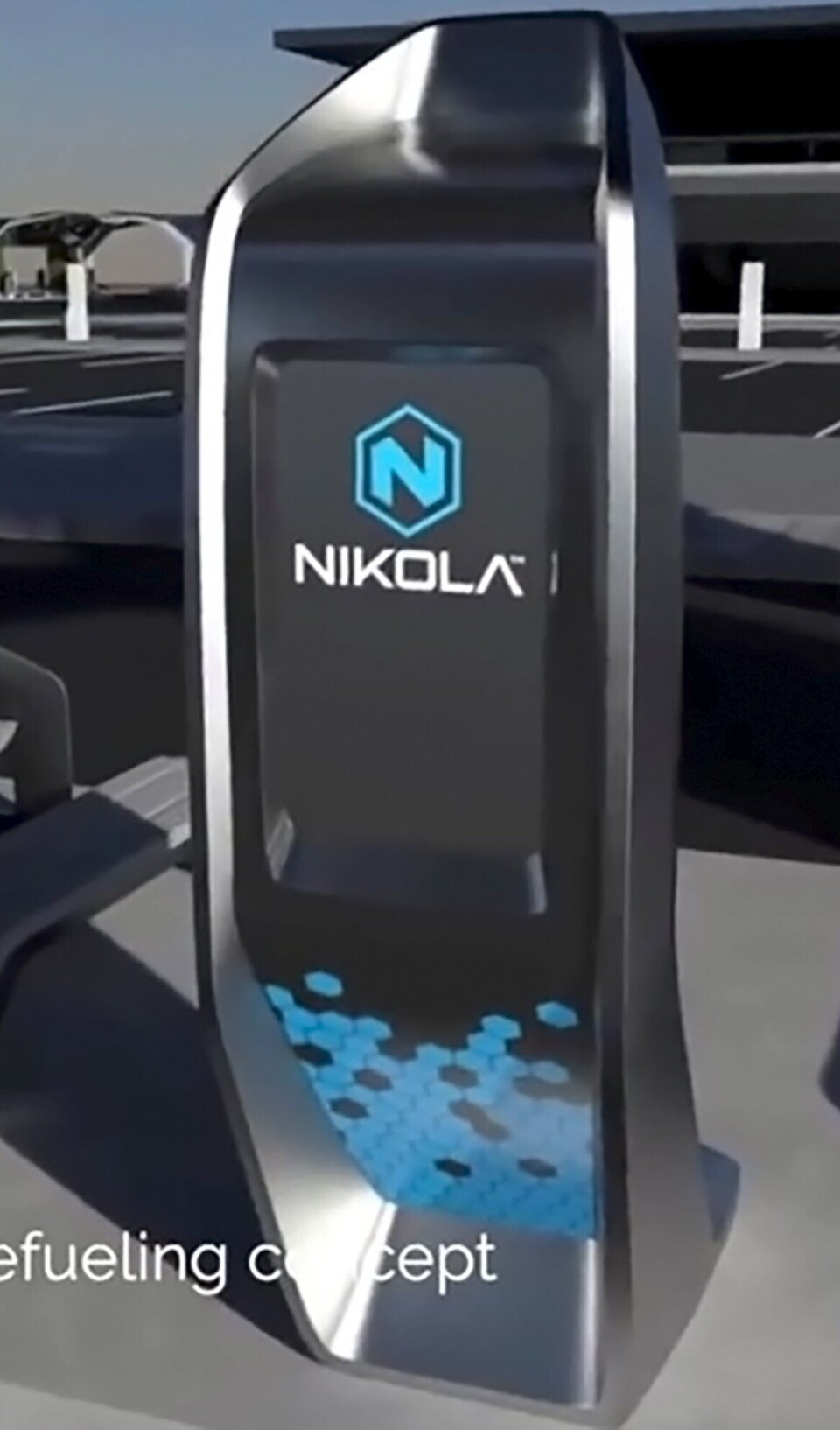 DEMO: Illustrasjon av hydrogenfylleanlegg for Nikola. Foreløpig finnes kun en demoversjon ved hovedkontoret hos Nikola Motors i Phoenix.