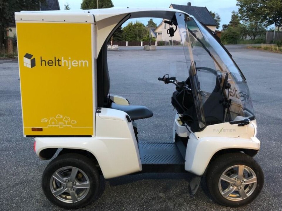 Distributøren Helthjem tester Paxster elektriske firehjulinger, som er produsert i Sarpsborg, til sin lokaldistribusjon. Distributøren Helthjem tester Paxster elektriske firehjulinger, som er produsert i Sarpsborg, til sin lokaldistribusjon.
