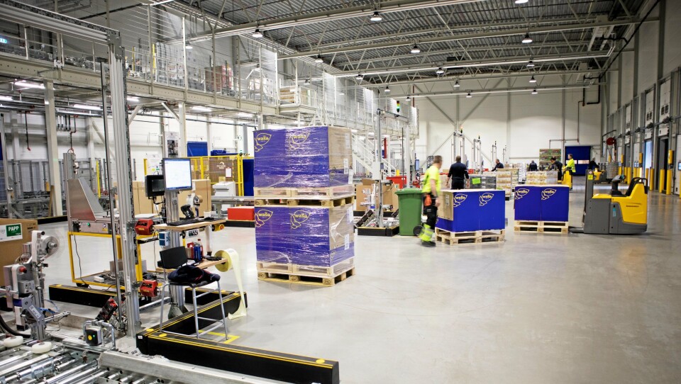 Rema, Asko, Coop og Servicegrossistene skal forsyne norske soldater med mat i krise eller krig. Her fra Remas distribunal på Vinterbro.
