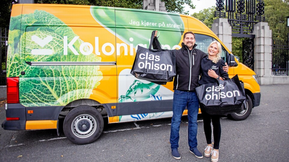 Stine Trygg-Hauger, administrerende direktør for Clas Ohlson Norge og Daglig leder i Kolonial.no, Karl Munthe-Kaas gleder seg til å teste rett hjem-levering av Clas Ohlson-varer.