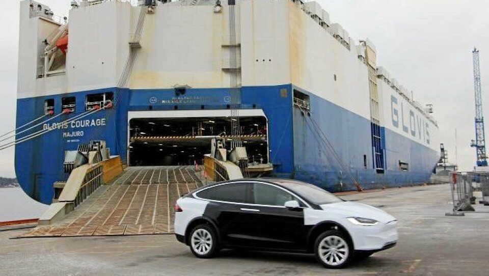 Tesla har bruk Oslo Havn for sine store leveranser i2019. Foto Tesla har bruk Oslo Havn for sine store leveranser i2019. Foto