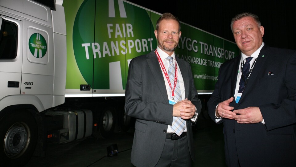 NLF-sjef Geir A. Mo og adm. direktør Are Kjensli i NHO Logistikk og Transport er skjønt enige om at det må jobbes beinhardt for å få bukt med useriøse aktører i transportbransjen. Foto: Per Dagfinn Wolden