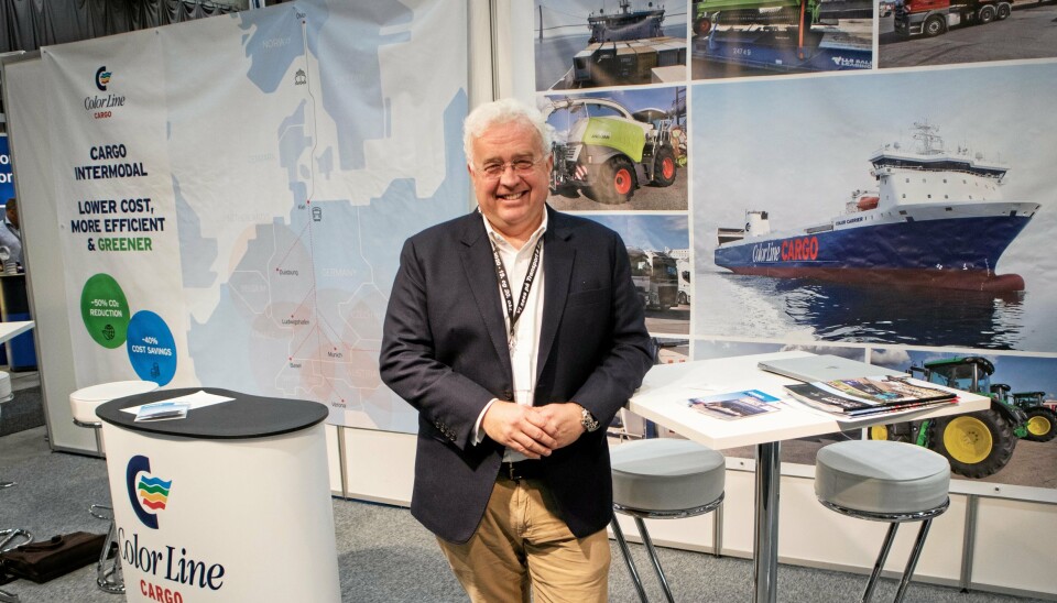 Trond Tønjum, salgs og markedsdirektør i Color Line Cargo presenterte det nye konseptet på Color Lines stand under Transport & Logistikk 2019 forrige uke.