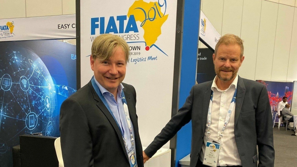 FIATAs Mr. Vice President, Ole Andreas Hagen, og NHO LT-sjef, Are Kjensli, på plass i Cape Town og på FIATAs verdenskongress 2019.