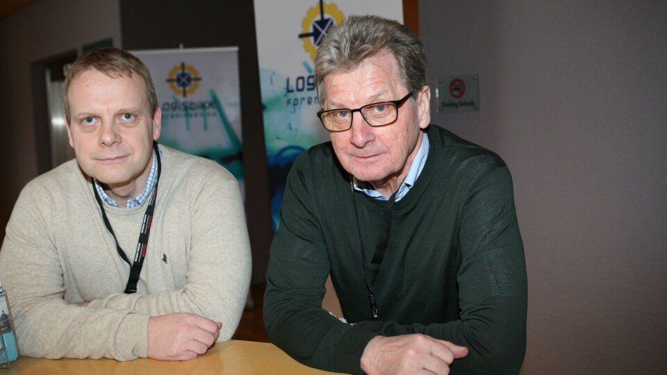 Bjørn-Arve Raanes har tatt grep om regional godsstrategi. Her sammen med sparringspartner Rolf Aarland (t.h.), tidligere markeds- og logistikksjef i Trondheim Havn, nå leder av konsulentselskapet Logistica. Foto: Per Dagfinn Wolden