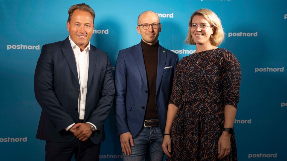 PostNords-direktør Robin Olsen (fra venstre), Vegard Mortensen og Monica Hattrem-Berge fra MyStore.