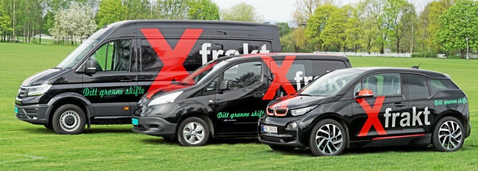 TRE STØRRELSER: Xfrakts bilflåte består i hovedsak av VW eCrafter, Nissan e-NV200 og BMW i3.