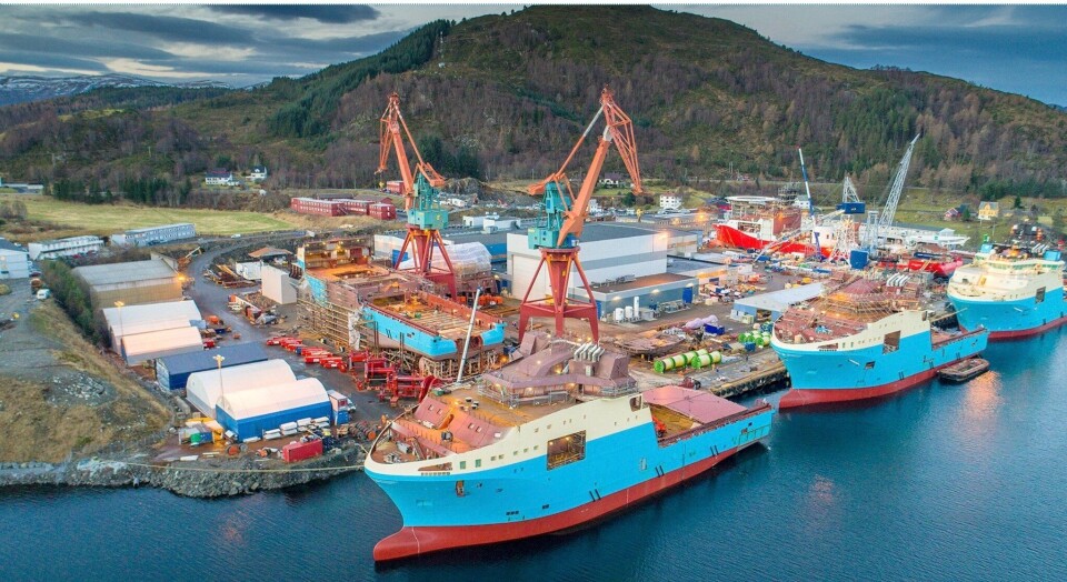 Kleven verft i Ulsteinsvik er en av bedriftene som næringsminister Iselin Nybæ (V) besøker 11. mars. Foto: Kleven Group