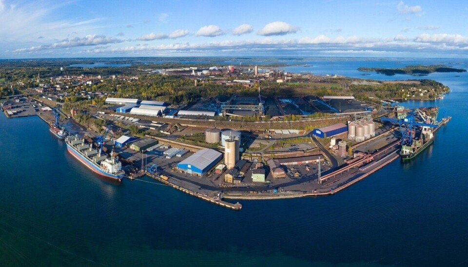 Flyfoto av Oxelösunds Havn. (Foto: Oxelösunds Havn)