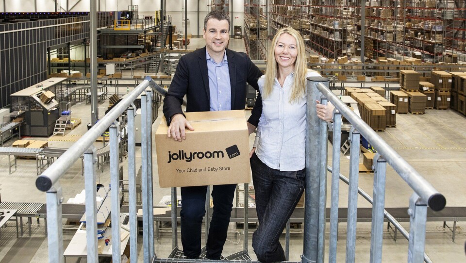 Grunnlegger og administrerende direktør Ole Sauar og logistikksjef Cecilia Olsson har ambisjoner om å gjøre Jollyroom til Europas ledende leketøysforhandler på nett.