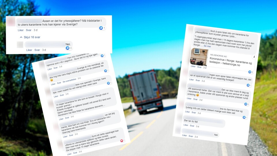 Diskusjon fra Facebook om karantene.