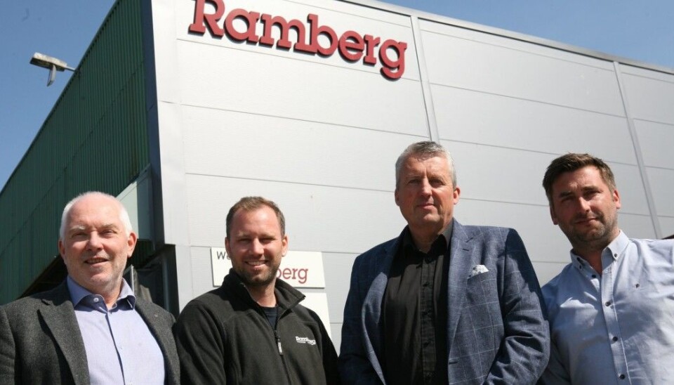 Det spirer og gror i B.H. Ramberg. Fra venstre Bjørn H. Ramberg, styreleder og hovedeier, Bror H. Ramberg, fjerde generasjon Ramberg, Terje Claussen, adm. direktør og Thomas Lindland, Salgs- og markedssjef. Foto: Per Dagfinn Wolden