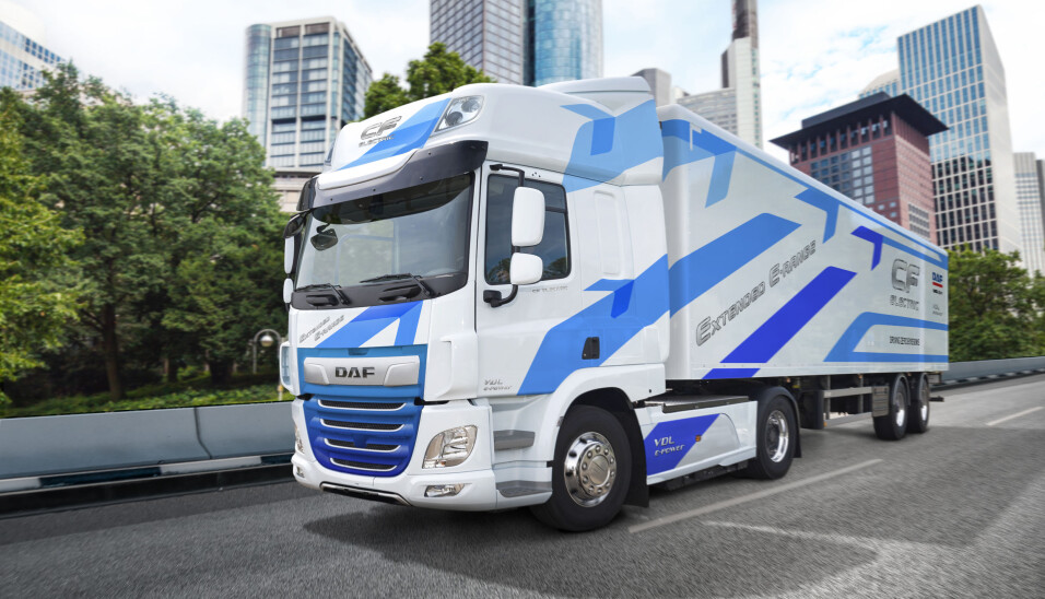 Trekkvognversjonen av DAF CF Electric. Illustrasjon: DAF Trekkvognversjonen av DAF CF Electric. Illustrasjon: DAF