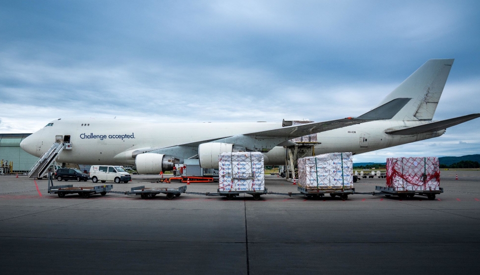 Mye sjømat flys ut fra OSCC-terminalen på Gardermoen. Foto: Oclin/Chris-Håvard Berge