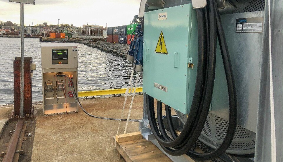 Landstrømanlegget på kaia i Moss står foreløpig ubrukt.