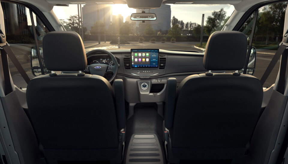 Underholdningssystemet SYNC 4 blir å finne i den elektriske Transiten.