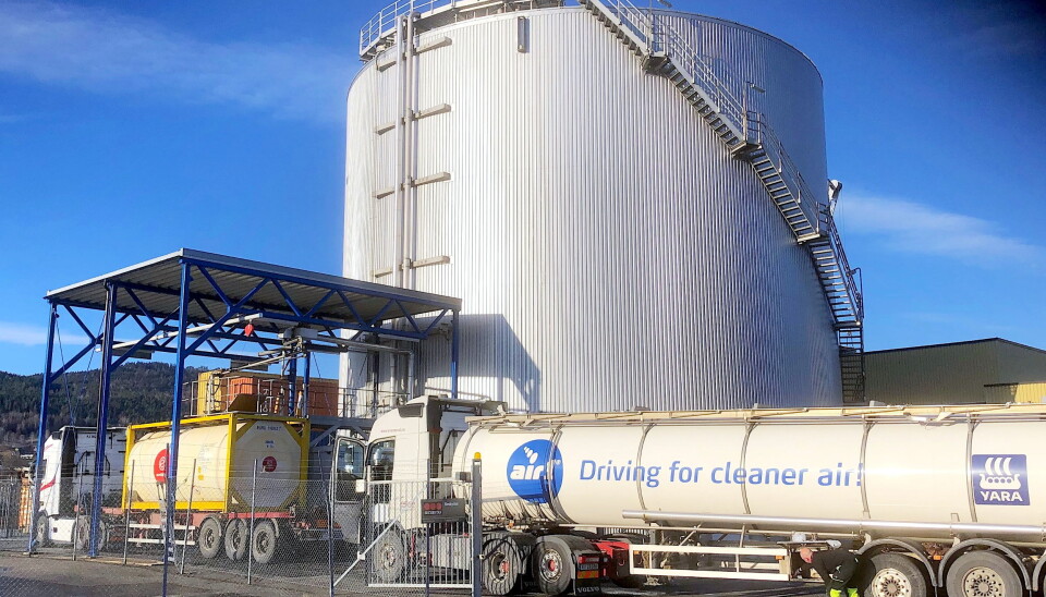 MILJØVENNLIG: Yara er blant annet verdensledende produsent av det miljøvennlige produktet AdBlue®, hvor importen til Norge skjer via Drammen havn.
