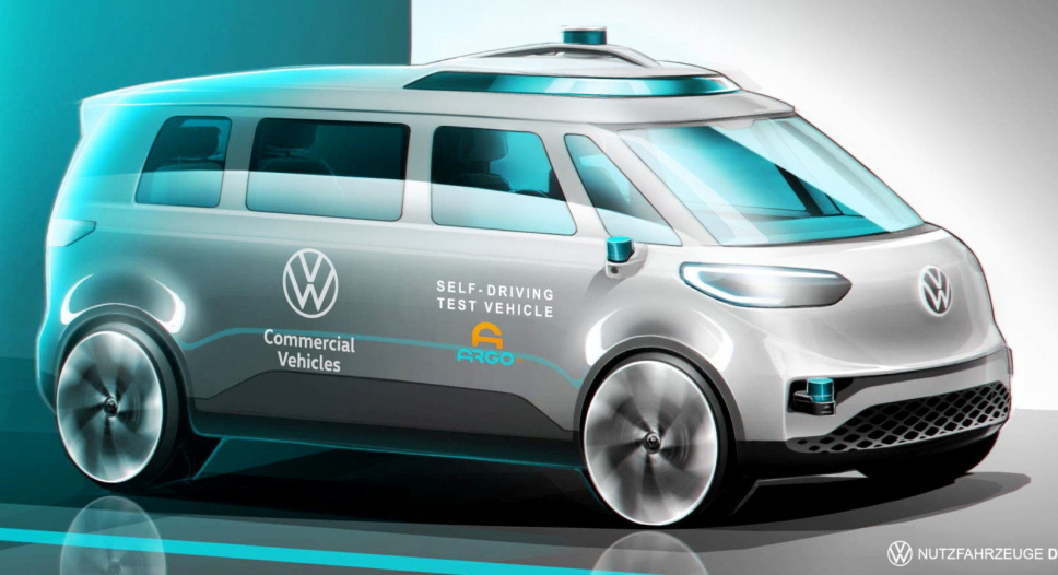 TESTES: ID.BUZZ med Argo AIs egenutviklede Lidar på taket starter testingen av 5. generasjon Argo-selvkjørende software i løpet av sommeren.