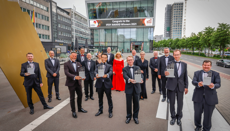 Ifoy-vinnerne ble hedret under en seremoni i Fotballmuseet i Dortmund i juli.